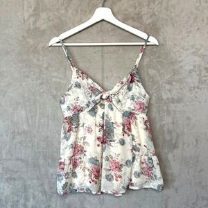 Entro Floral Y2K Small Babydoll Cami Fairycore Cottagecore Floral Eyelet Boho